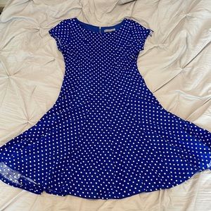 Danny & Nicole Blue and White Polka Dot Dress- Size 12